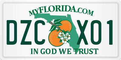 FL license plate DZCX01