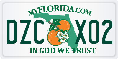 FL license plate DZCX02