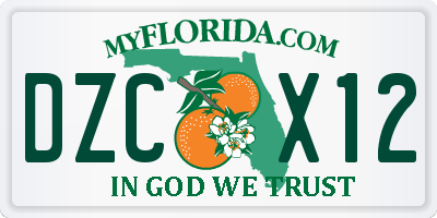 FL license plate DZCX12