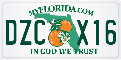 FL license plate DZCX16
