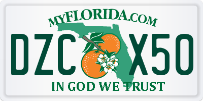FL license plate DZCX50