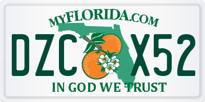 FL license plate DZCX52