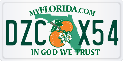 FL license plate DZCX54