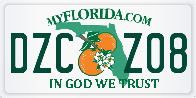 FL license plate DZCZ08