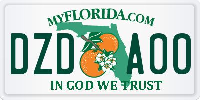 FL license plate DZDA00