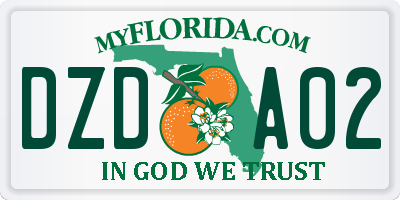 FL license plate DZDA02