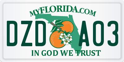 FL license plate DZDA03