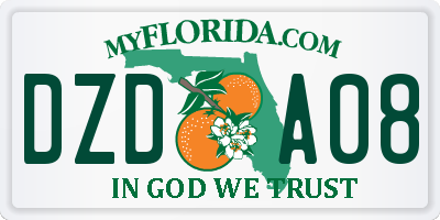 FL license plate DZDA08