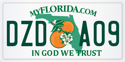 FL license plate DZDA09