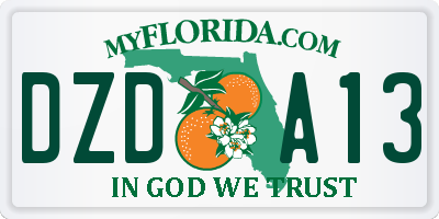 FL license plate DZDA13