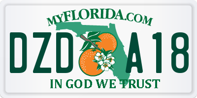 FL license plate DZDA18
