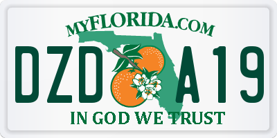 FL license plate DZDA19
