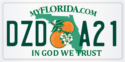 FL license plate DZDA21
