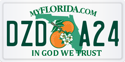 FL license plate DZDA24