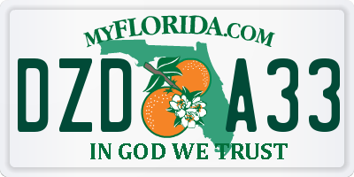FL license plate DZDA33