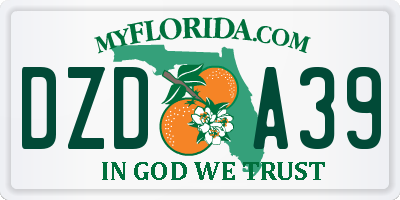 FL license plate DZDA39