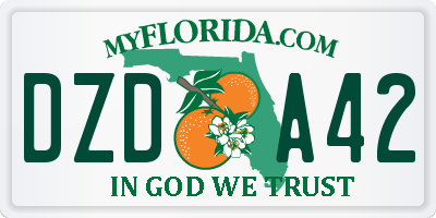 FL license plate DZDA42