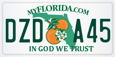 FL license plate DZDA45