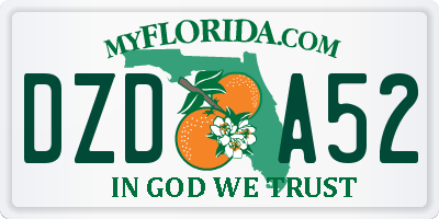 FL license plate DZDA52