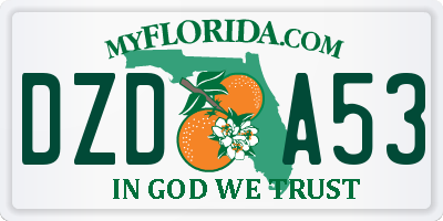 FL license plate DZDA53