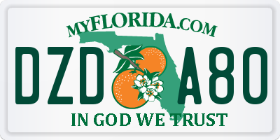 FL license plate DZDA80