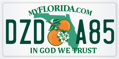 FL license plate DZDA85