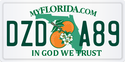 FL license plate DZDA89