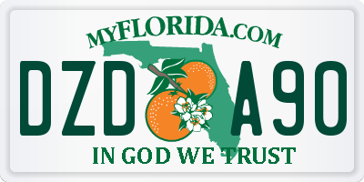 FL license plate DZDA90