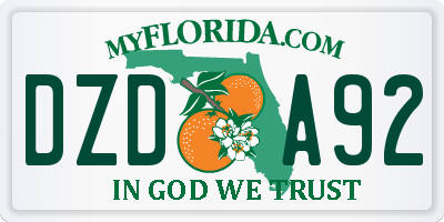 FL license plate DZDA92