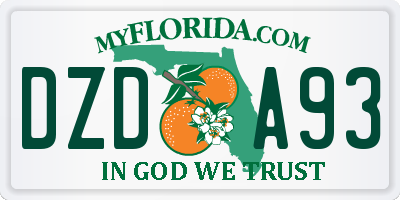 FL license plate DZDA93