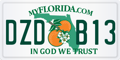 FL license plate DZDB13