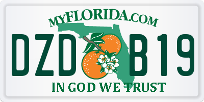 FL license plate DZDB19