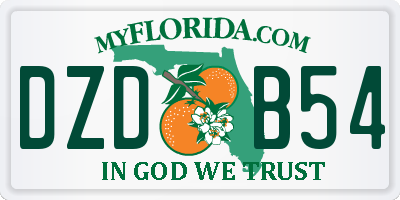 FL license plate DZDB54