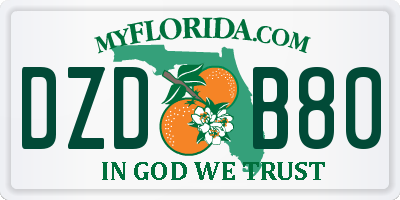 FL license plate DZDB80