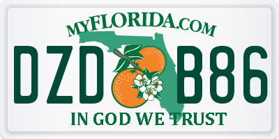 FL license plate DZDB86