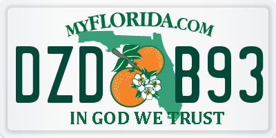 FL license plate DZDB93