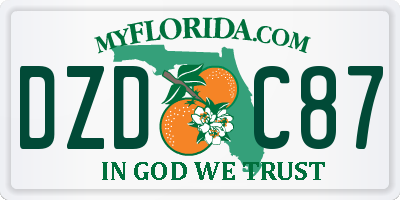 FL license plate DZDC87