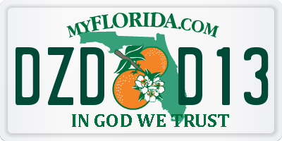 FL license plate DZDD13
