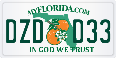 FL license plate DZDD33