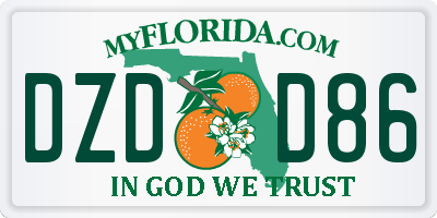 FL license plate DZDD86