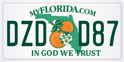 FL license plate DZDD87