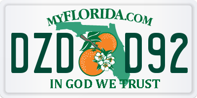 FL license plate DZDD92
