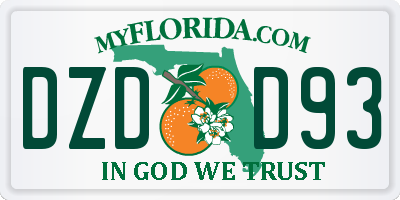 FL license plate DZDD93