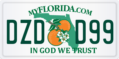 FL license plate DZDD99