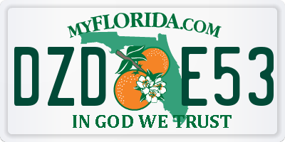 FL license plate DZDE53