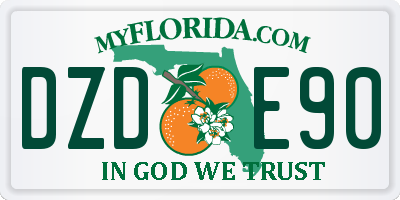 FL license plate DZDE90