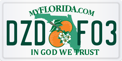 FL license plate DZDF03