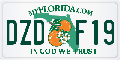 FL license plate DZDF19
