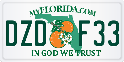 FL license plate DZDF33