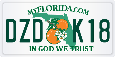 FL license plate DZDK18